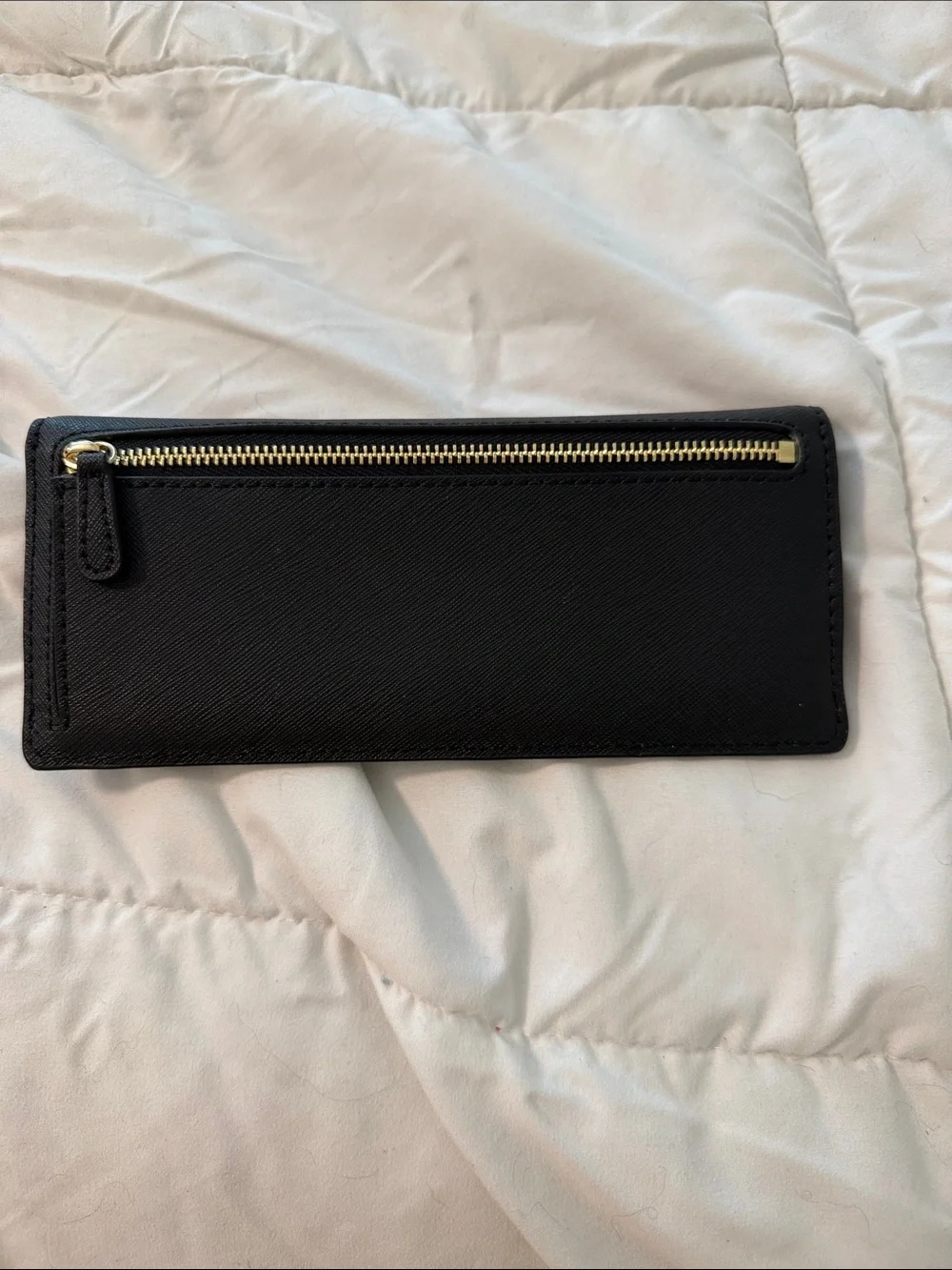 Michael Kors Black Saffiano Zip Continental Wallet with Gold Logo